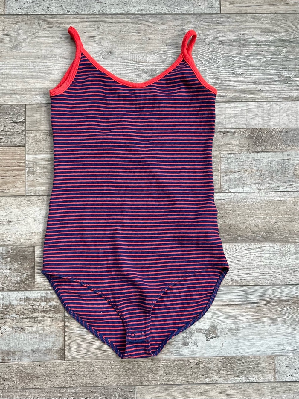 Gap Women’s Red and Blue Striped Bodysuit Size Small